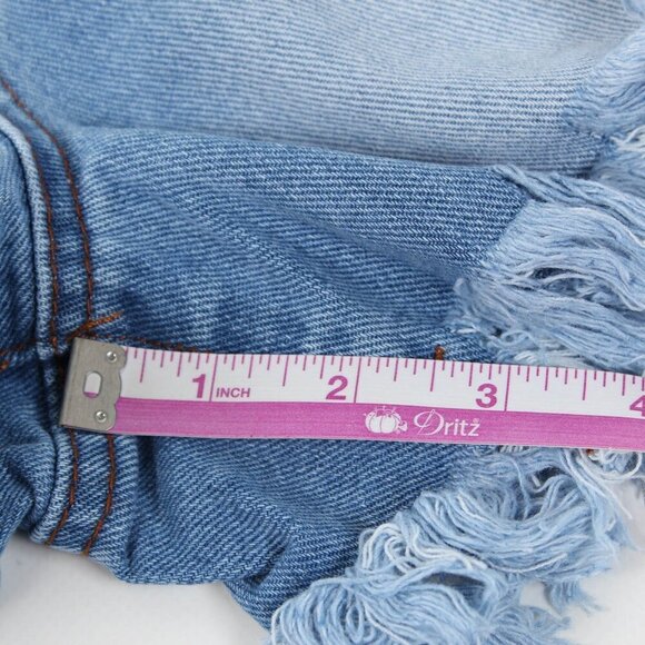 Boohoo Double Waistband Detail Fray Hem Denim Shorts - NWT - Size 6 - Picture 11 of 12